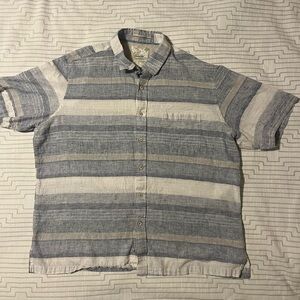 Tasso Elba Striped Short-Sleeve Button-Down in Blue and White